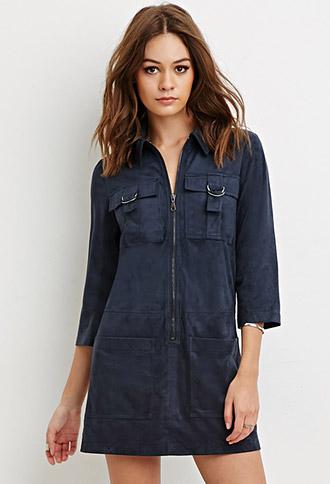 Forever21 Faux Suede Collared Shift Dress