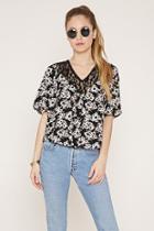 Forever21 Women's  Lace-paneled Floral Top