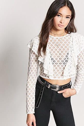 Forever21 Crochet Lace Ruffle Crop Top