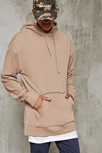21 Men Men's  Raw Terry-sleeve Hoodie