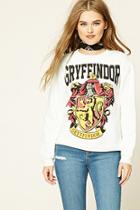 Forever21 Women's  White & Black Gryffindor Graphic Sweatshirt