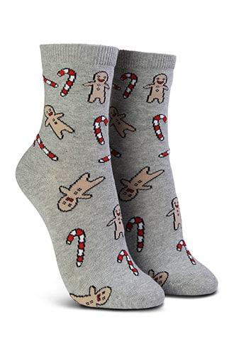 Forever21 Gingerbread Man & Candy Cane Print Crew Socks