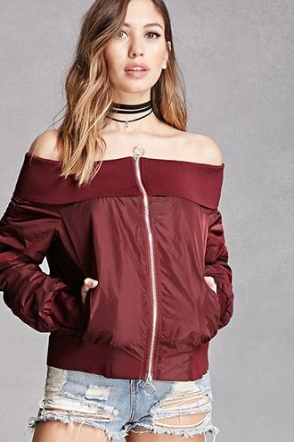 Forever21 Rehab Satin-lined Bomber Jacket