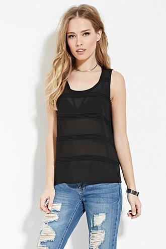 Forever21 Pintucked Chiffon-front Top