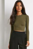 Forever21 Women's  Olive Ribbed Knit Top