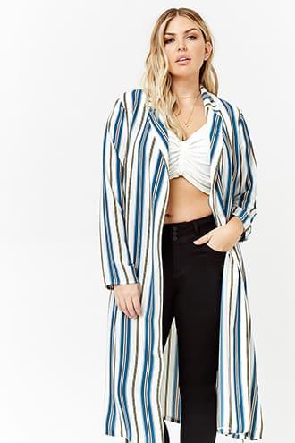 Forever21 Plus Size Striped Longline Cardigan