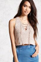 Forever21 Marled Lace-up Tank Top
