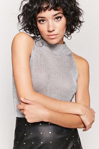 Forever21 Mock Neck Chainmail Top