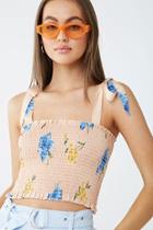 Forever21 Self-tie Floral Smocked Top