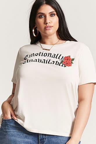 Forever21 Plus Size Emotionally Unavailable Graphic Tee