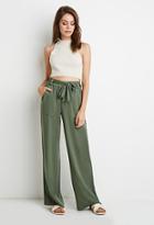 Forever21 Women's  Belted Wide-leg Pants (green)