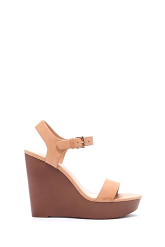 Forever21 Women's  Nude Faux Leather Wedges