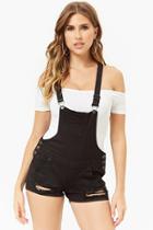 Forever21 Distressed-hem Overall Shorts
