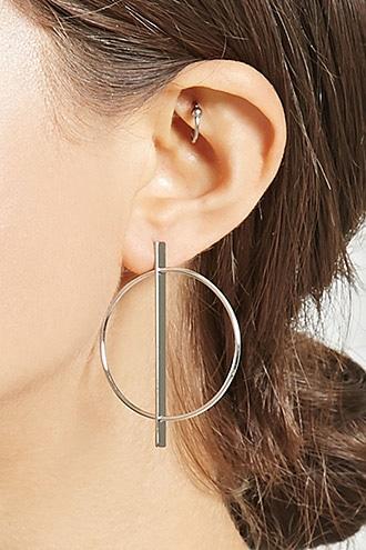 Forever21 Bar Charm Hoop Earrings