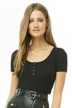 Forever21 Ribbed Henley Crop Top