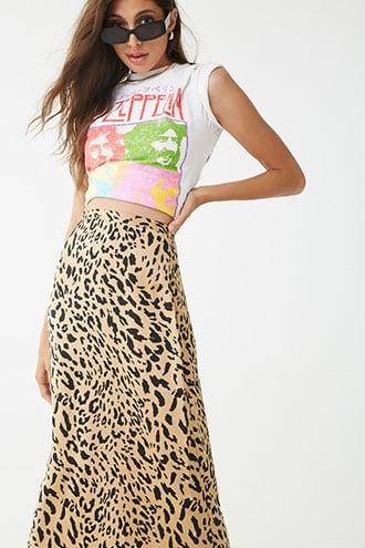 Forever21 Satin Leopard Print Skirt