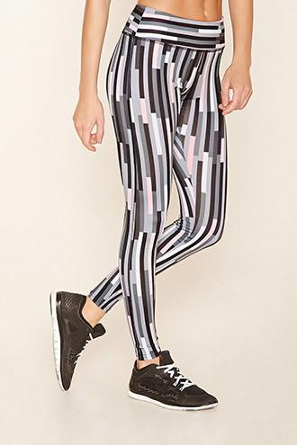 Forever21 Women's  Pink & Black Active Abstract Print Leggings