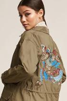 Forever21 Embroidered Floral Military Jacket