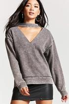Forever21 Oil Wash Choker Pullover Top
