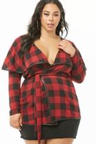Forever21 Plus Size Plaid Hooded Cardigan