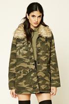 Forever21 Women's  Olive & Black Camo Print Utility Jacket