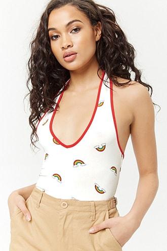 Forever21 Rainbow Ringer Halter Top