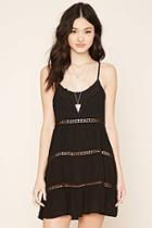 Forever21 Women's  Black Crochet Gauze Cami Dress