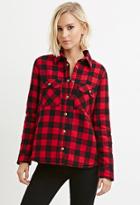 Forever21 Women's  Faux Shearling Plaid Jacket