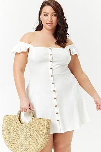 Forever21 Plus Size Button-front Fit & Flare Dress