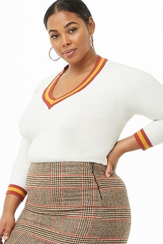 Forever21 Plus Size Varsity-striped Sweater