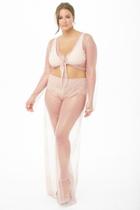 Forever21 Plus Size Sheer Sequin Crop Top & Pants Set