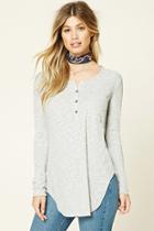 Forever21 Women's  Heather-knit Button-front Tunic