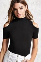 Forever21 Open-shoulder Mock Neck Top