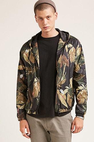 Forever21 Foliage Print Windbreaker