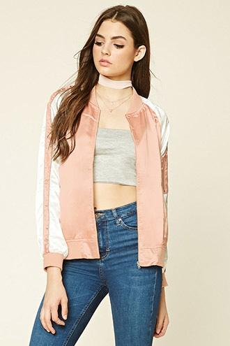 Forever21 Women's  Striped Bomber Jacket