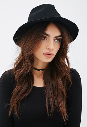 Forever21 Twisted Band Wool Fedora Black One Size