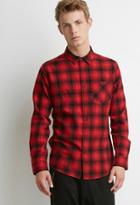 21 Men Men's  Plaid Flannel Shirt (red/black)