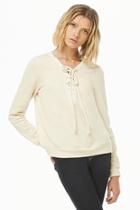 Forever21 French Terry Lace-up Pullover