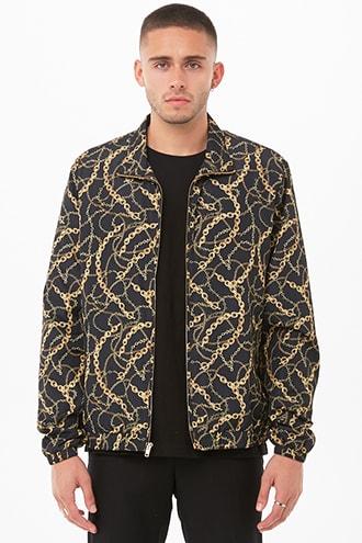 Forever21 Chain Print Zip-front Windbreaker