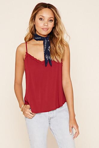 Forever21 Women's Floral Lace-trim Cami