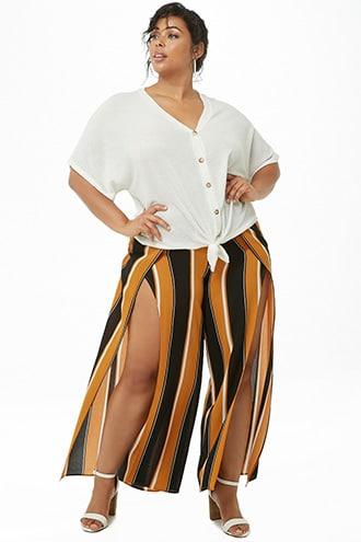 Forever21 Plus Size Striped Split-leg Pants