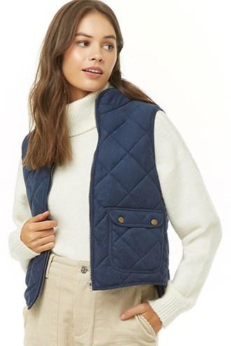 Forever21 Quilted Faux Suede Vest