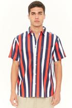 Forever21 Fitted Multicolor Striped High-low Shirt