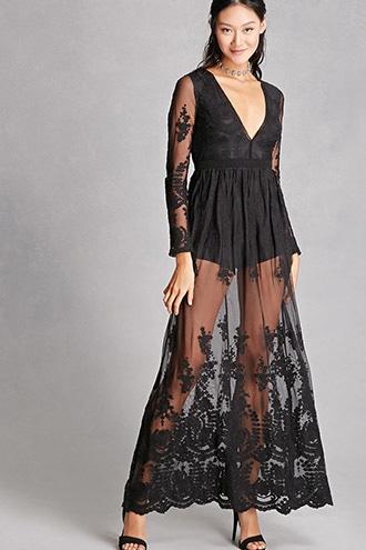 Forever21 Crochet Overlay Skort Romper