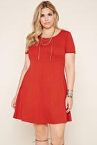 Forever21 Plus Women's  Rust Plus Size Ribbed Cutout Dress