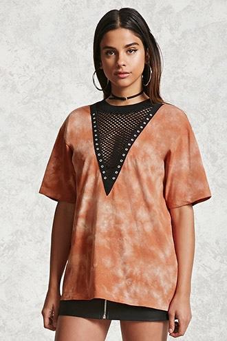 Forever21 Crystal-dye Plunging Tee