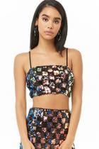 Forever21 Checkered Sequin Cropped Cami & Skirt Set