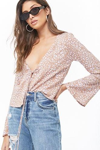 Forever21 Motel Leopard Print Wrap Top