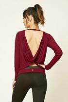 Forever21 Women's  Burgundy Active Cutout Top