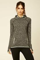 Forever21 Women's  Charcoal & Yellow Active Marled Knit Hoodie
